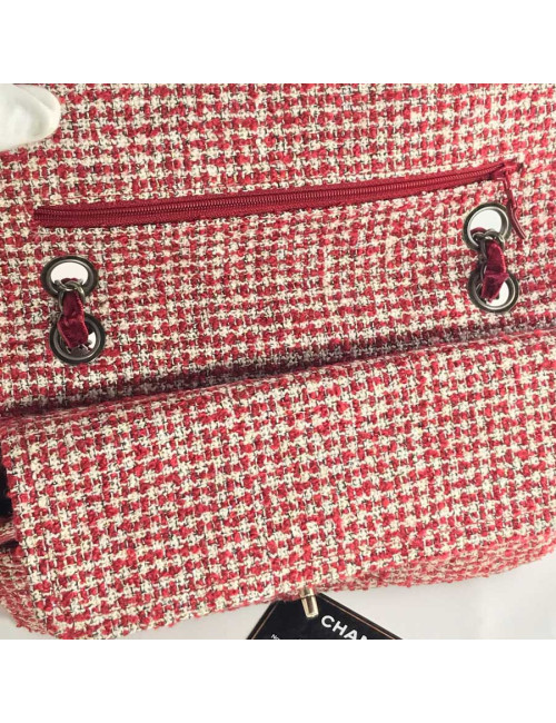 Sac CHANEL tweed rouge et blanc