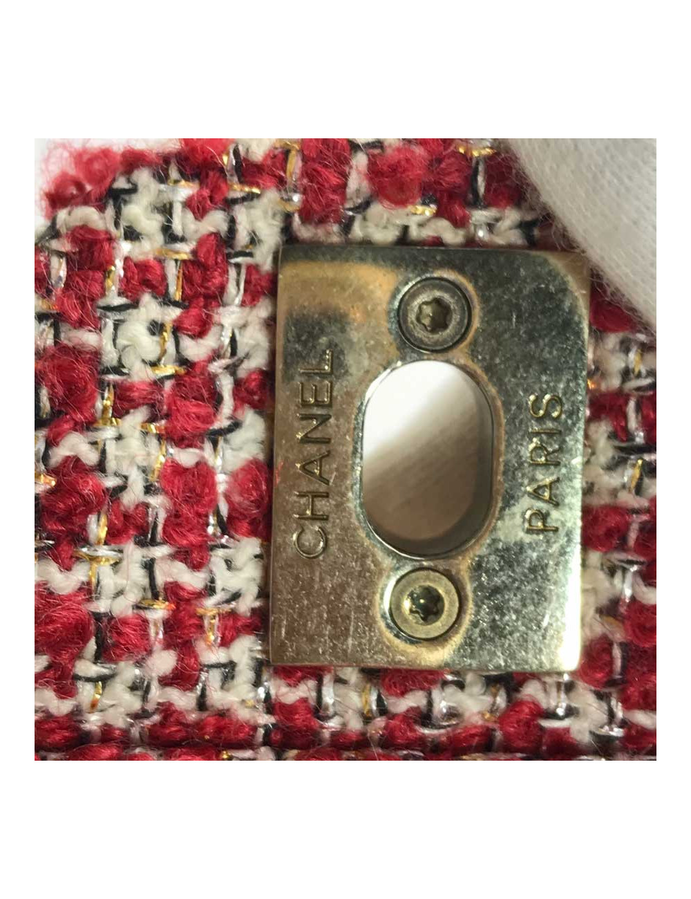 Sac CHANEL tweed rouge et blanc