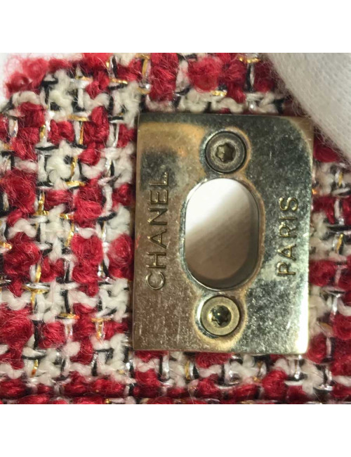 Sac CHANEL tweed rouge et blanc