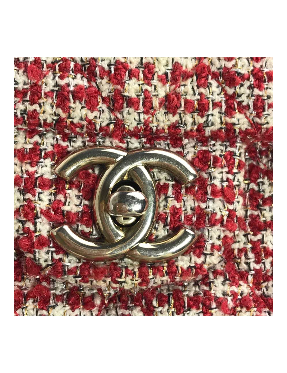 Sac CHANEL tweed rouge et blanc