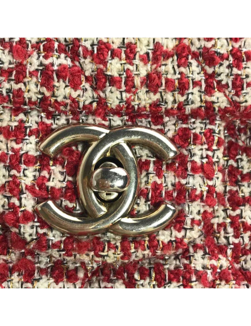 Sac CHANEL tweed rouge et blanc