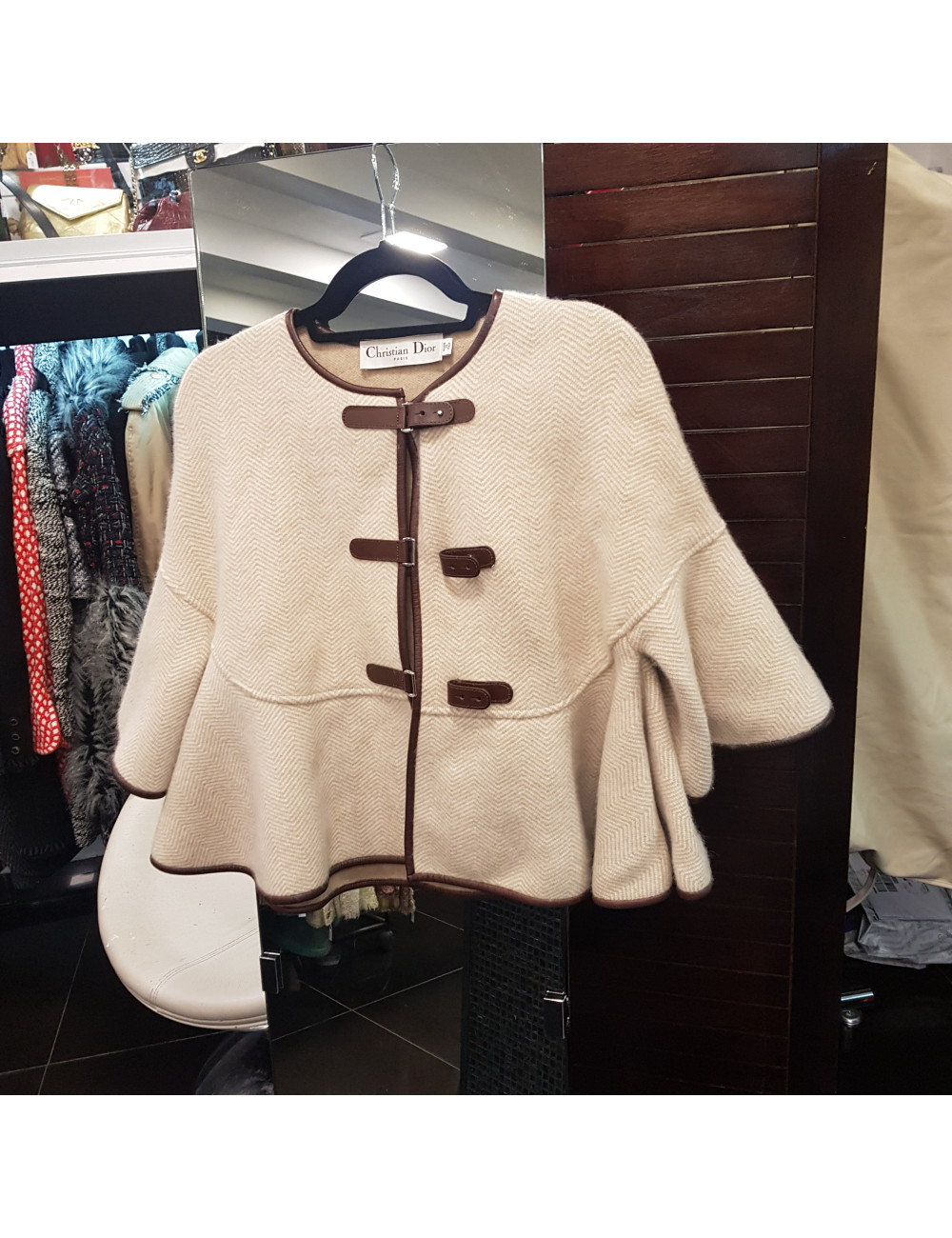 Veste DIOR poncho cachemire beige