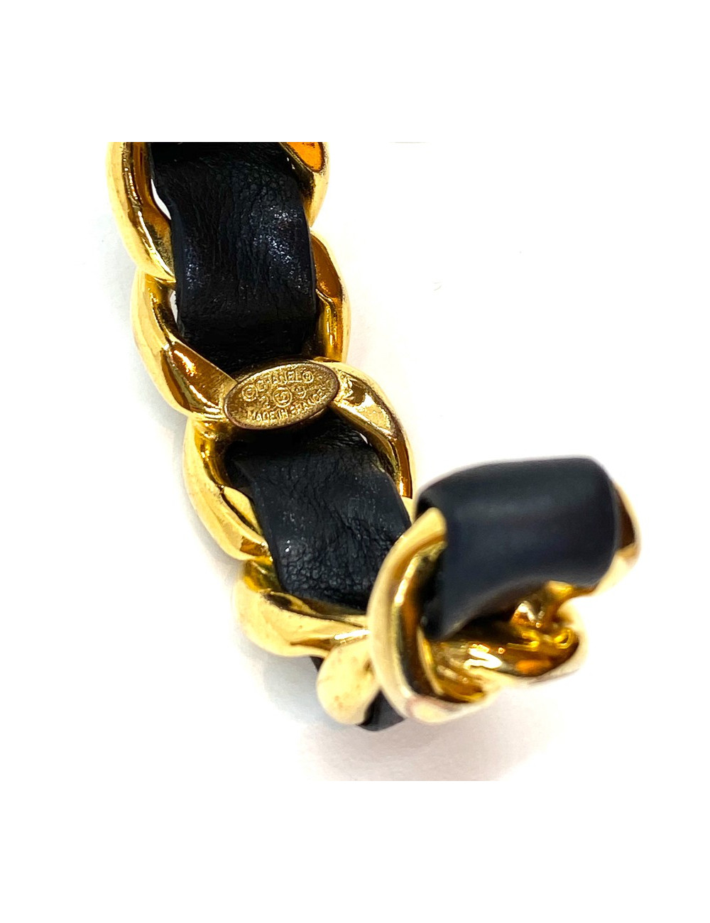Bracelet CHANEL chaine et cuir