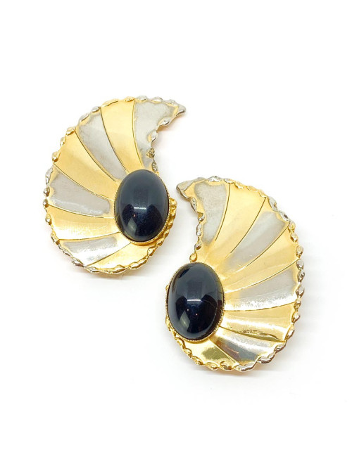 Clips d'oreilles fantaisie vintage dorées