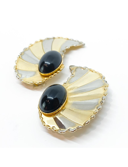 Clips d'oreilles fantaisie vintage dorées