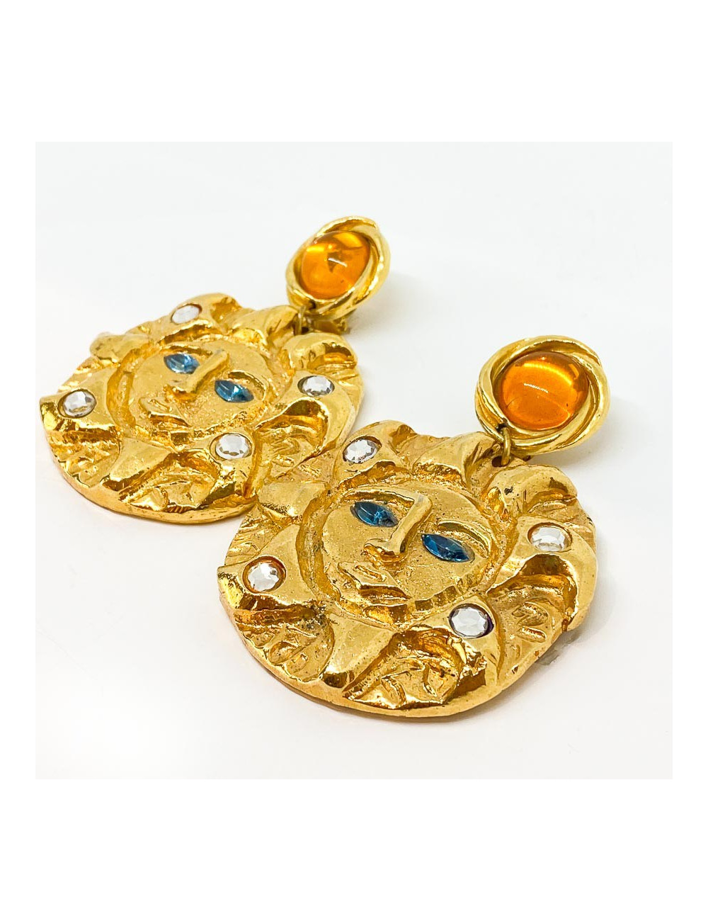 Boucles d'oreille soleil doré non signées