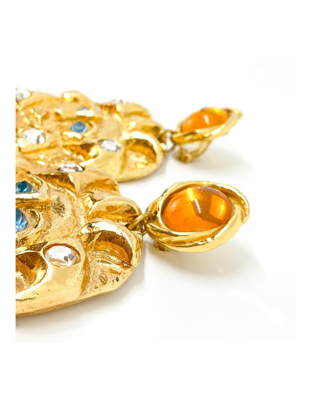 Boucles d'oreille soleil doré non signées