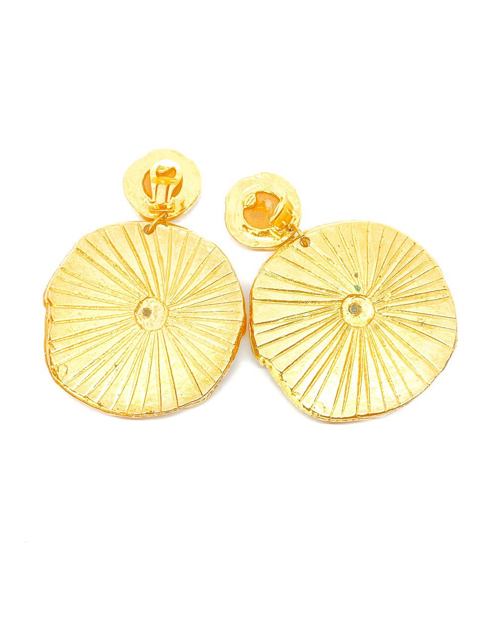 Boucles d'oreille soleil doré non signées