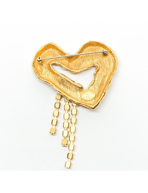 Broche LACROIX Coeur doré et strass