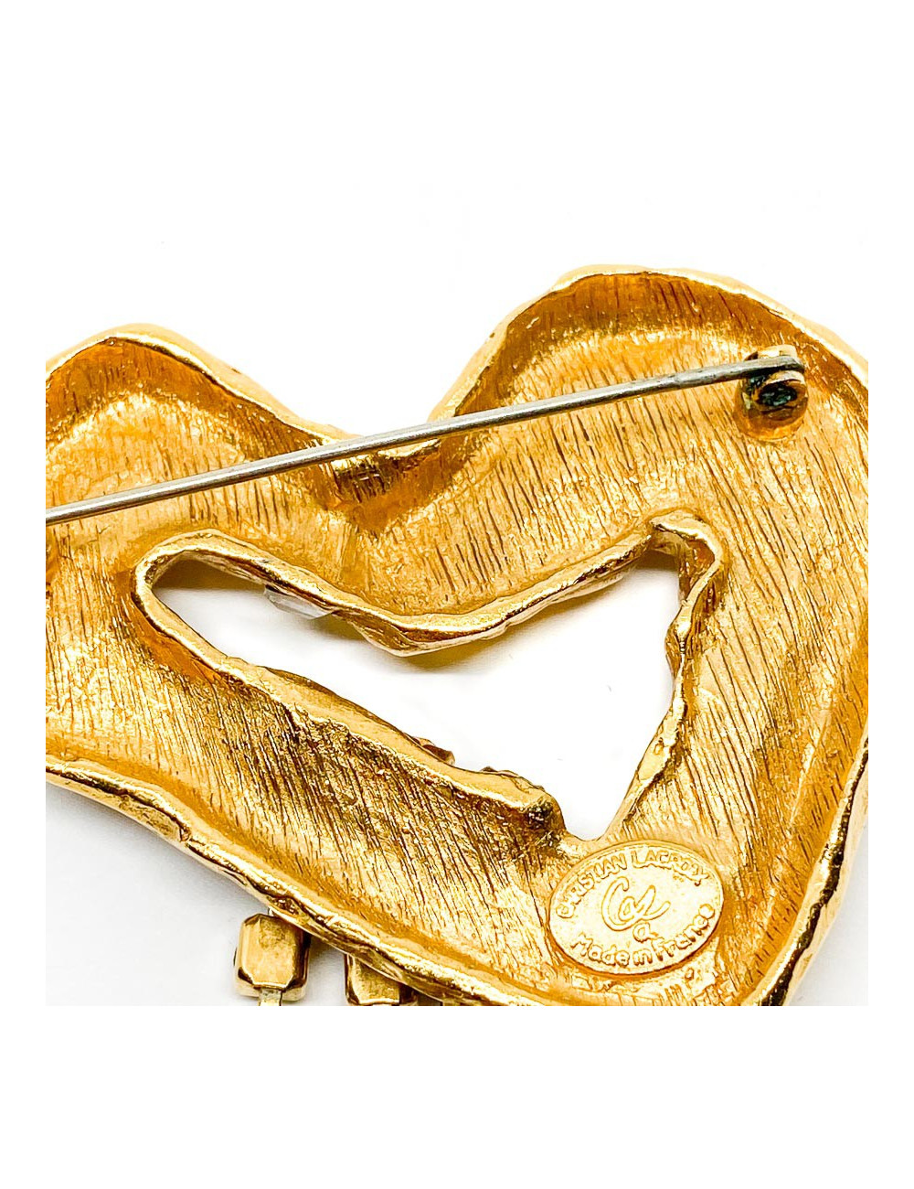 Broche LACROIX Coeur doré et strass
