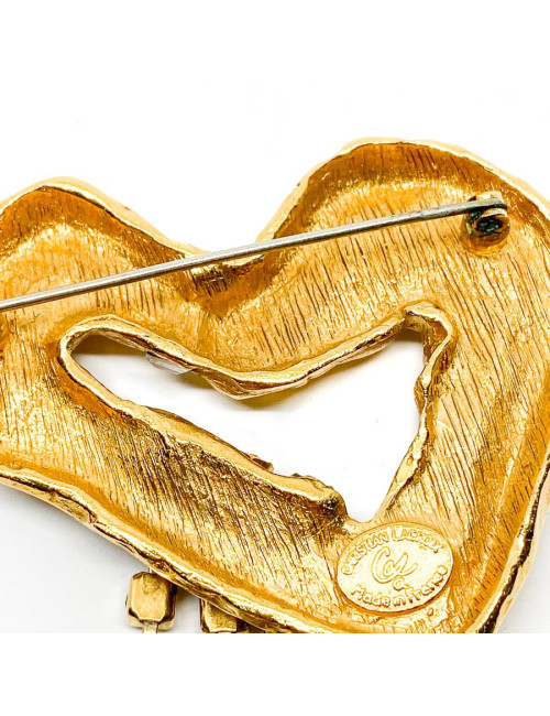 Broche LACROIX Coeur doré et strass