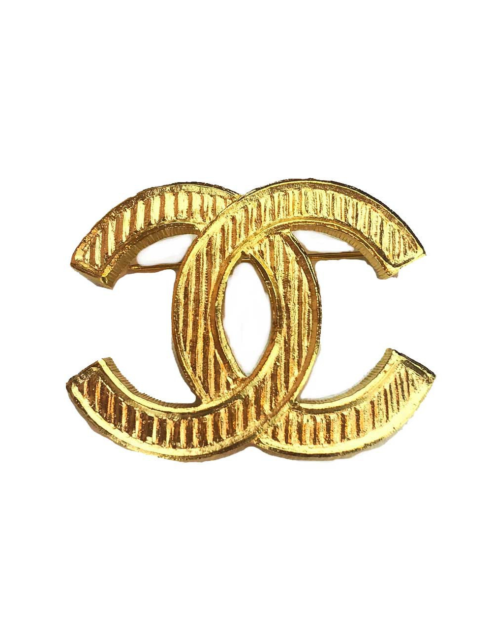 Broche CHANEL CC métal doré