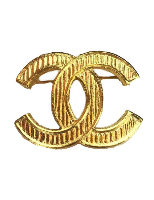Broche CHANEL CC métal doré