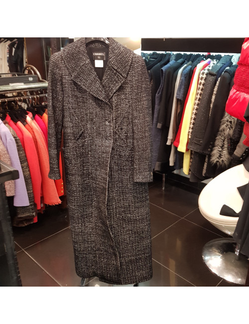 Manteau long noir et blanc CHANEL