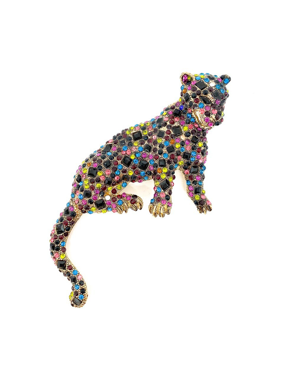 Broche Léopard tutti frutti articulé