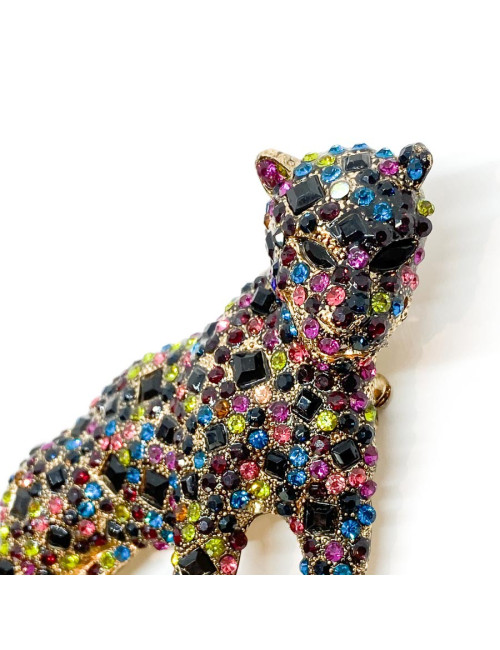 Broche Léopard tutti frutti articulé