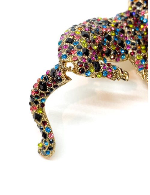 Broche Léopard tutti frutti articulé
