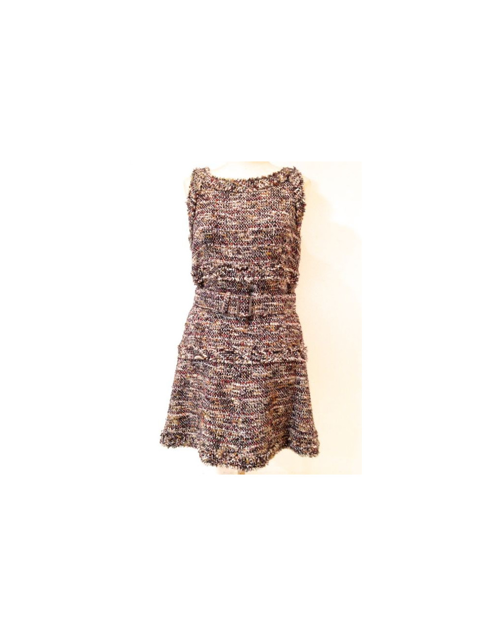 Robe CHANEL en tweed patineuse rouge 