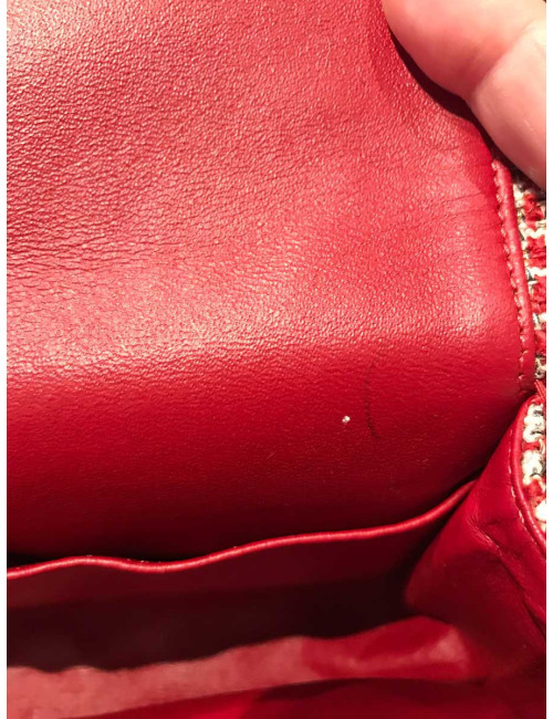 Sac CHANEL tweed rouge et blanc