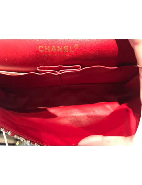 Sac CHANEL tweed rouge et blanc