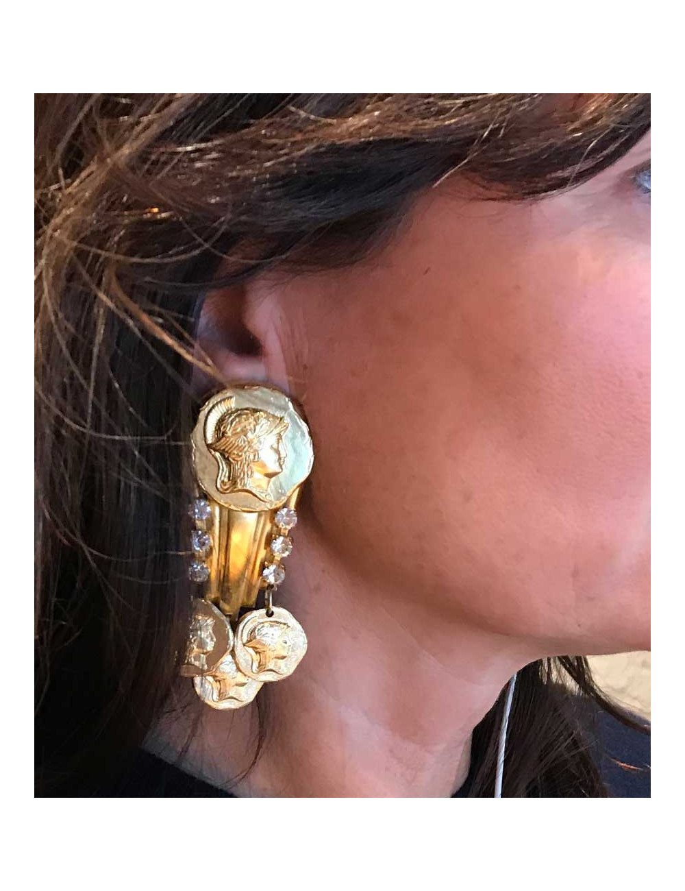 Clips d'oreille dorés style Versace