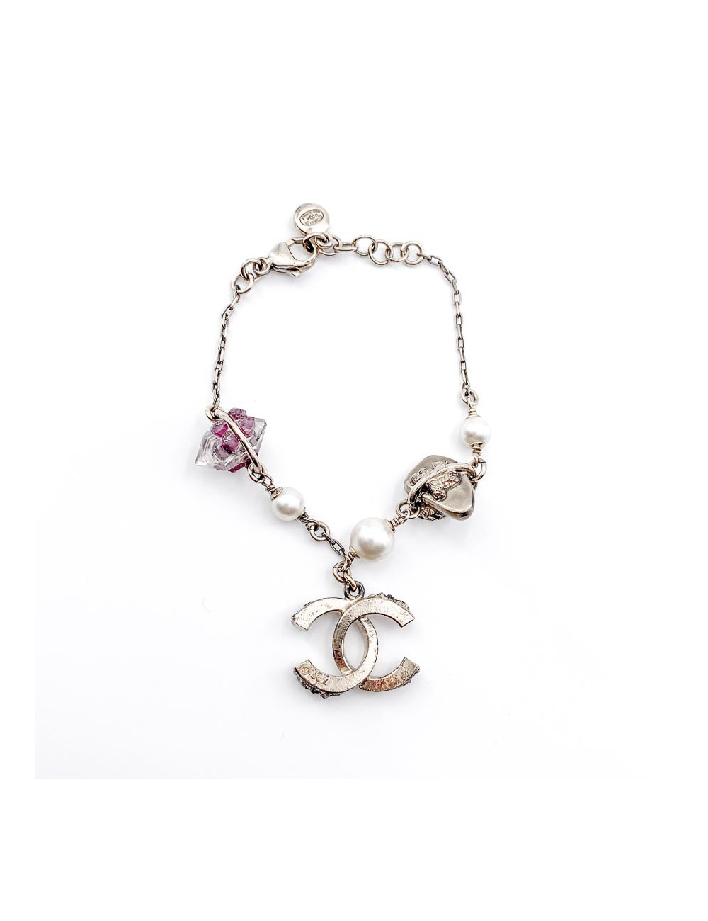 Bracelet CHANEL amethyste, perles, et cristal de roche