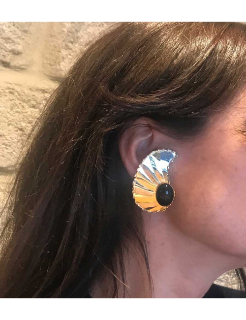 Clips d'oreilles fantaisie vintage dorées