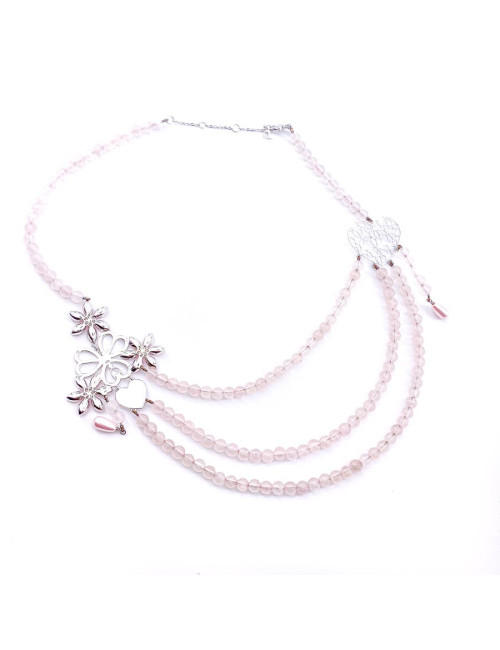 Collier DIOR perles roses triple rang