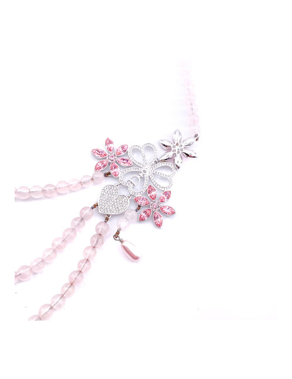 Collier DIOR perles roses triple rang