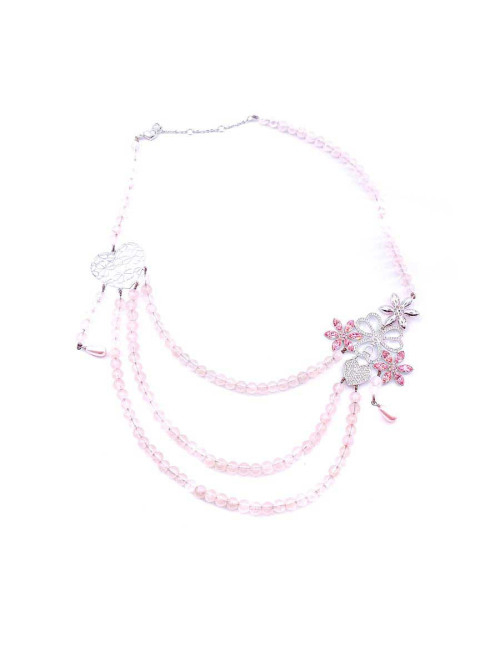 Collier DIOR perles roses triple rang