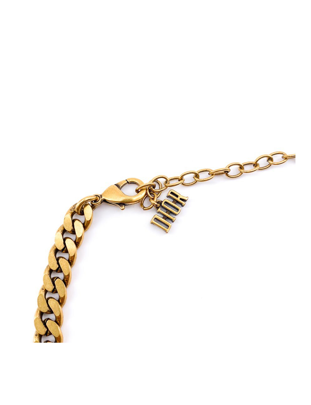 Collier DIOR strass et or vieilli