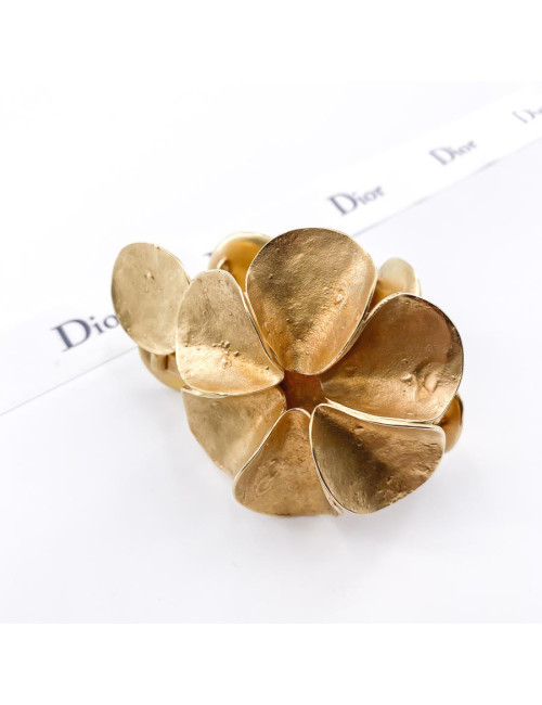 DIOR Double Row Flower Bracelet in Gilt Metal - Pre-Owned certified