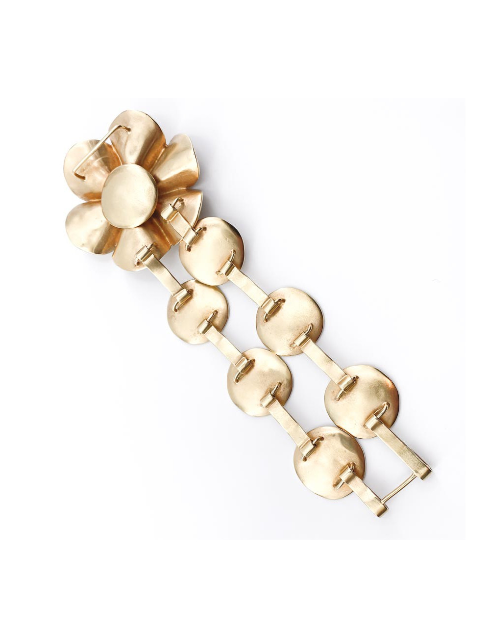 DIOR Double Row Flower Bracelet in Gilt Metal - Pre-Owned certified