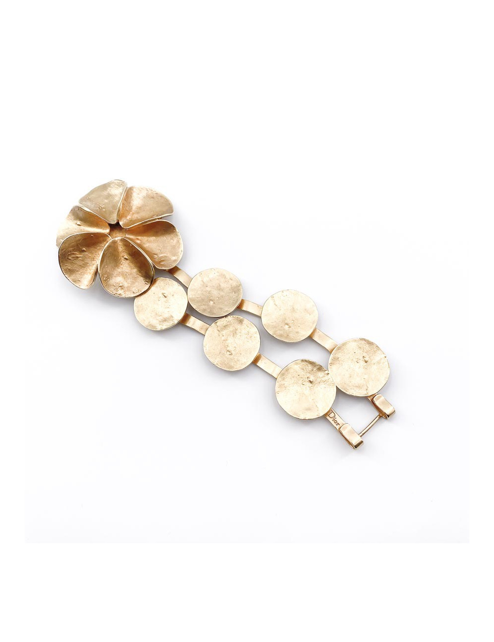 DIOR Double Row Flower Bracelet in Gilt Metal - Pre-Owned certified