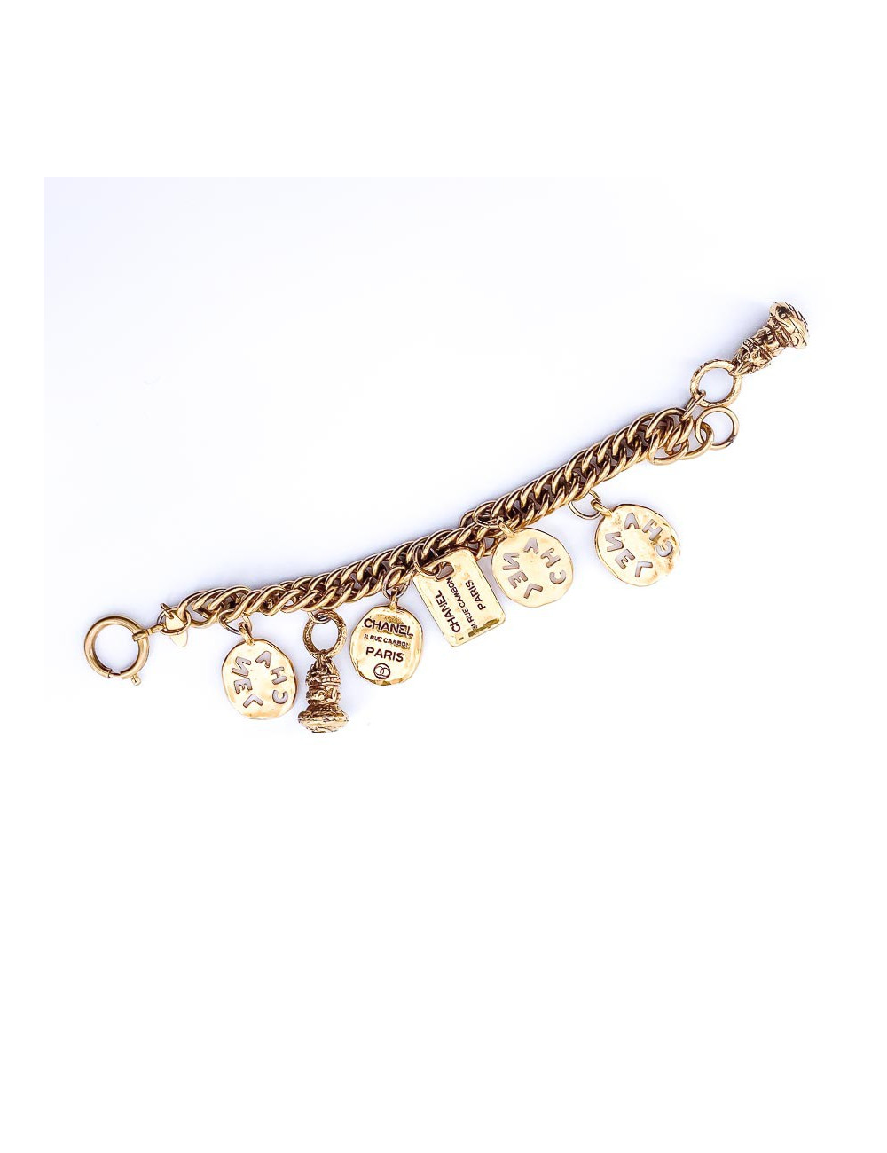 Bracelet breloques CHANEL en métal doré