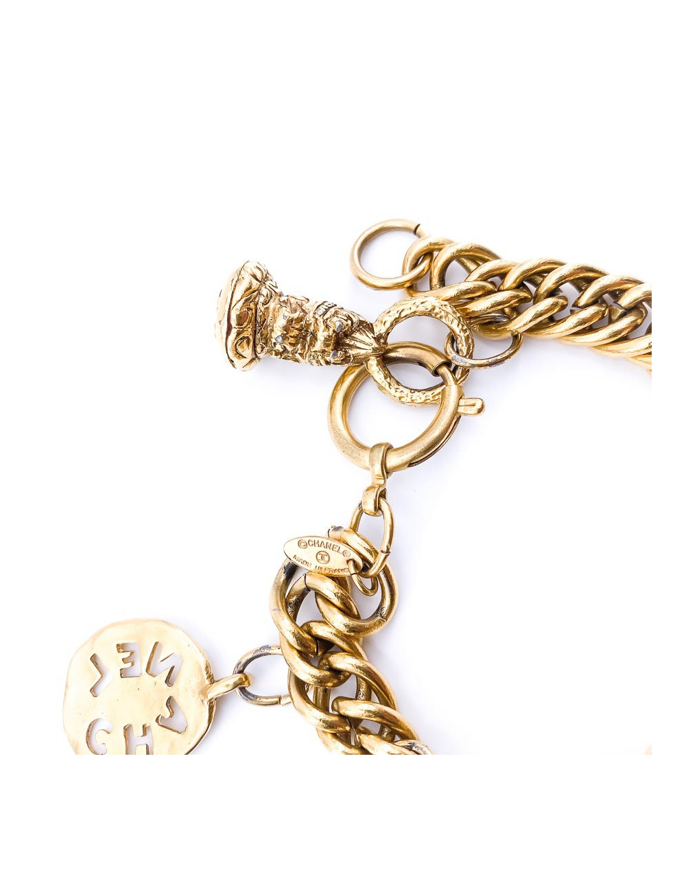 Bracelet breloques CHANEL en métal doré