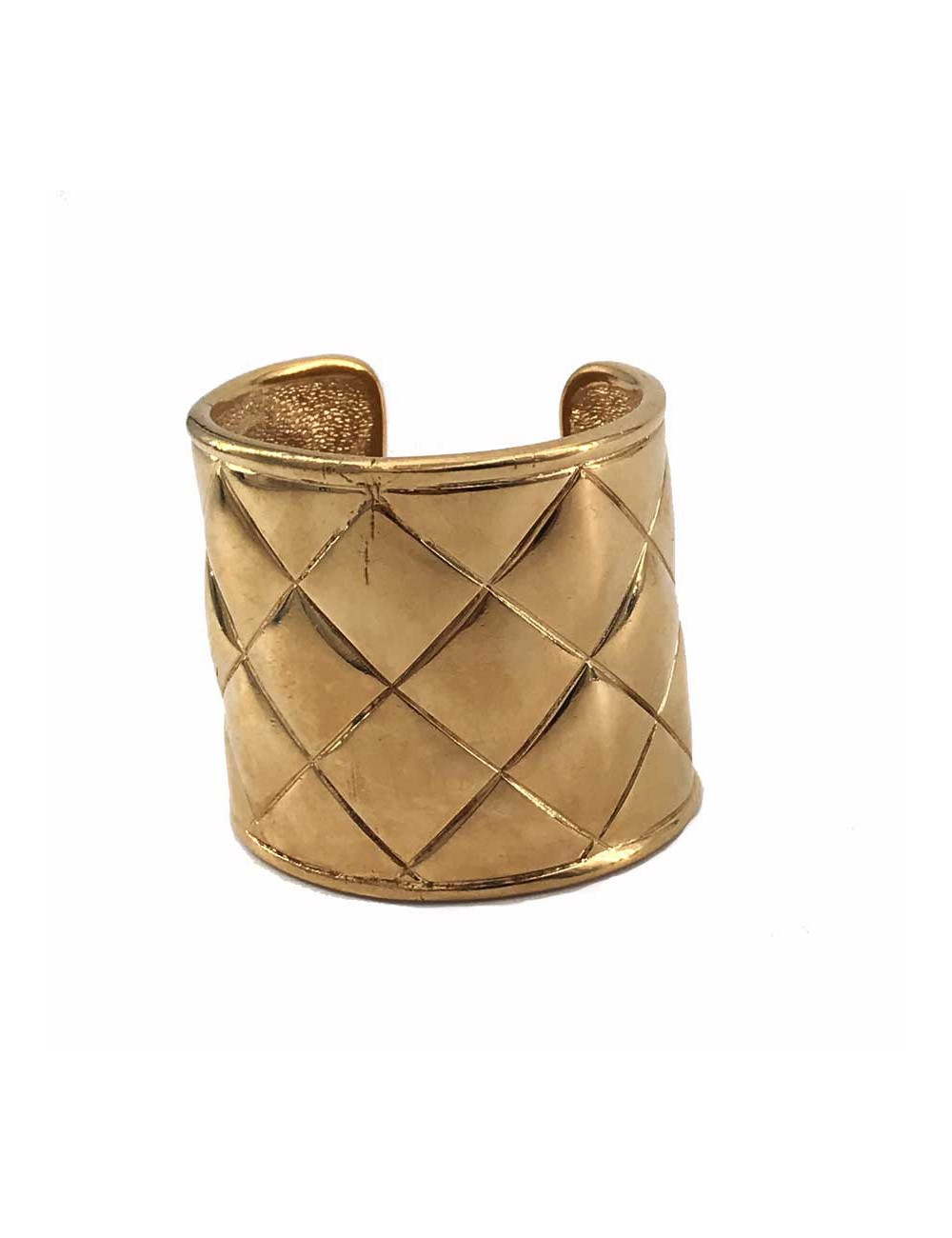 Manchette CHANEL métal matelassé doré Vintage