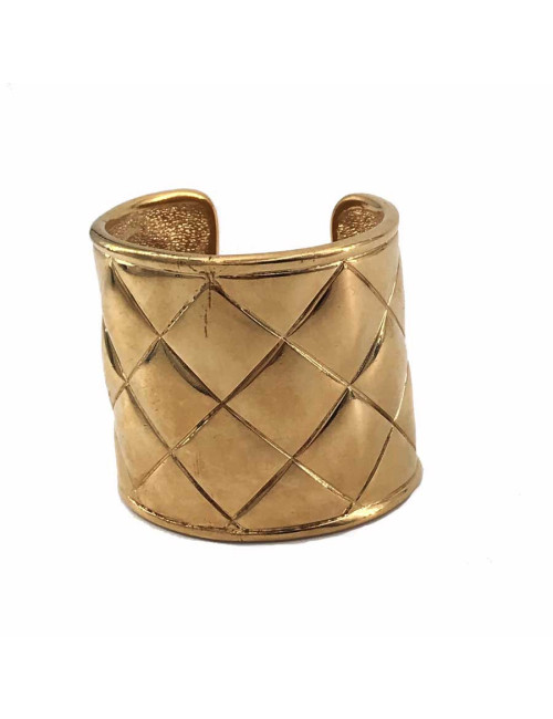 CHANEL Manchette matelassé métal doré Vintage