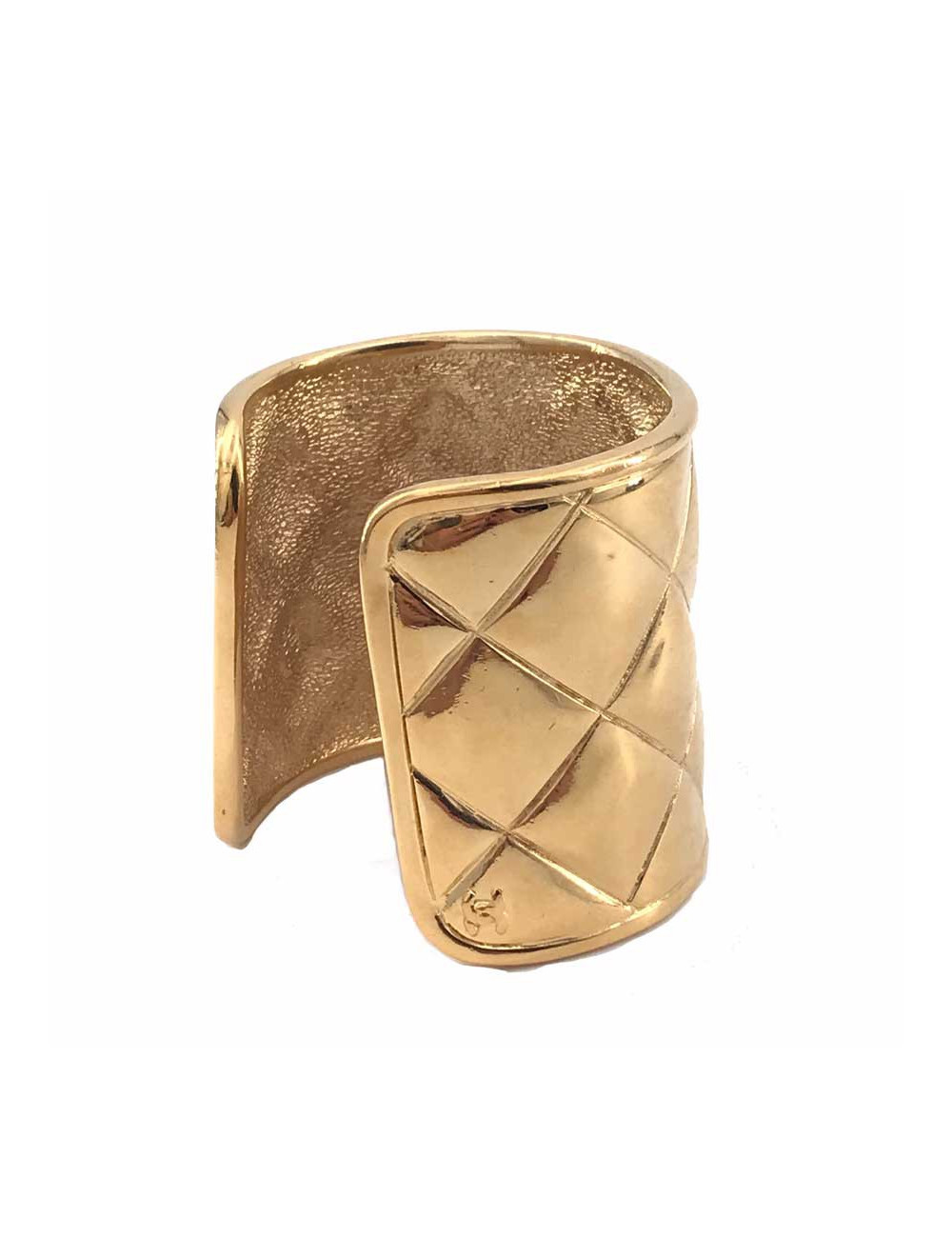 Manchette CHANEL métal matelassé doré Vintage