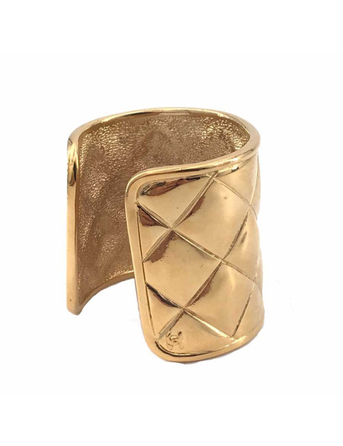 CHANEL Manchette matelassé métal doré Vintage