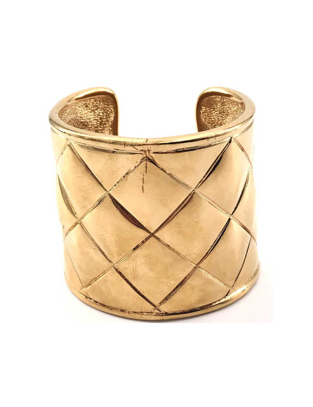 CHANEL Manchette matelassé métal doré Vintage