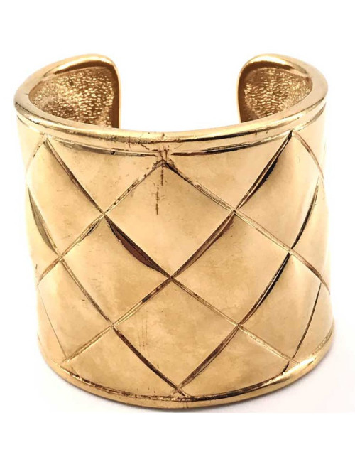 CHANEL Manchette matelassé métal doré Vintage