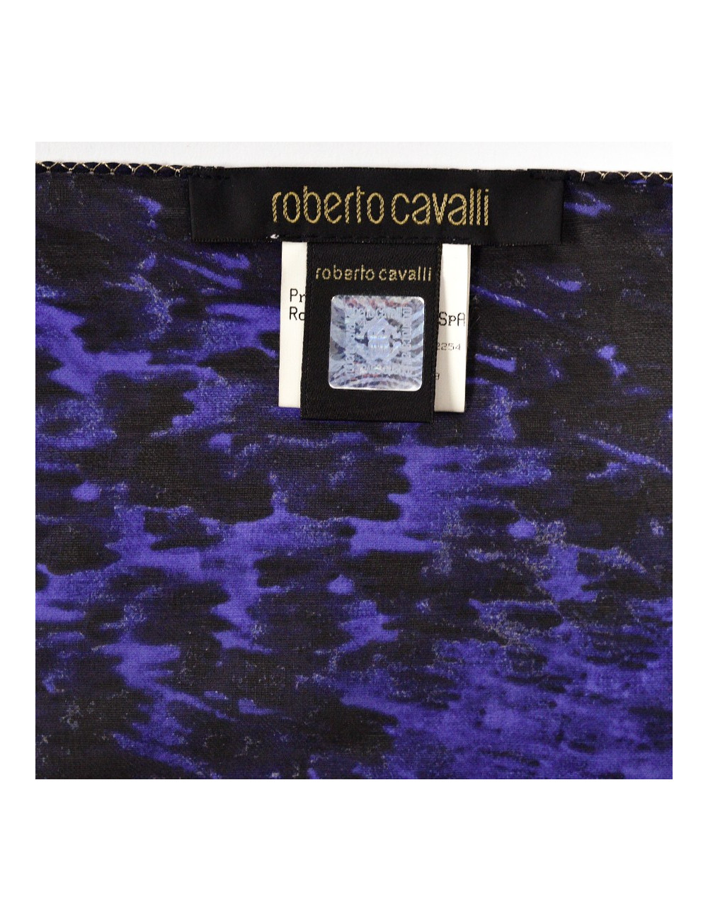 Foulard Roberto Cavalli en soie violet et noir