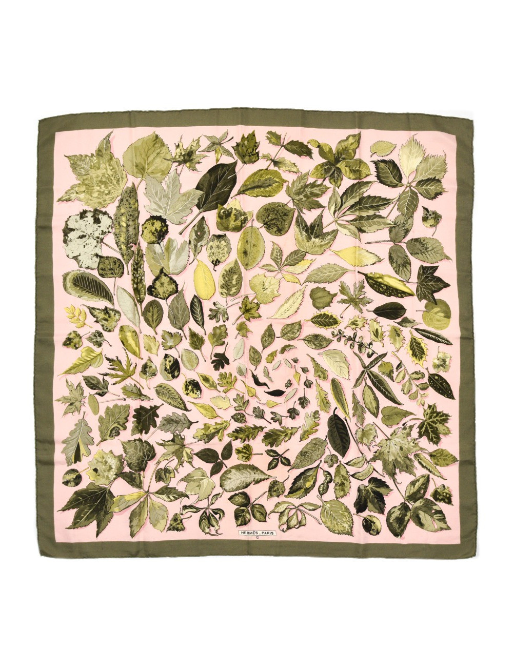 Carré HERMES kaki Feuilles d'automne