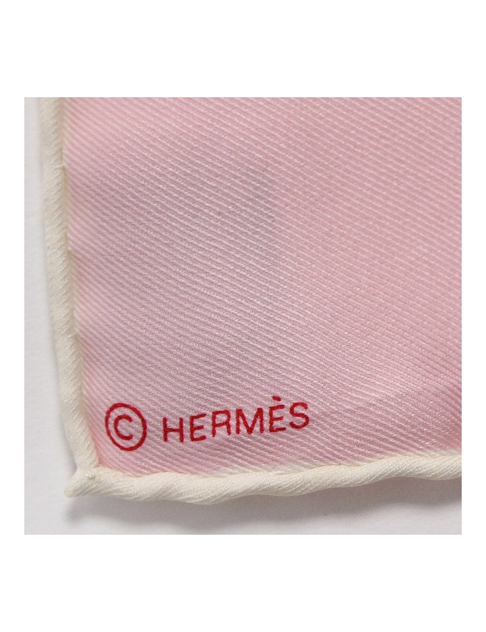 Foulard HERMES rouge et rose 100% soie