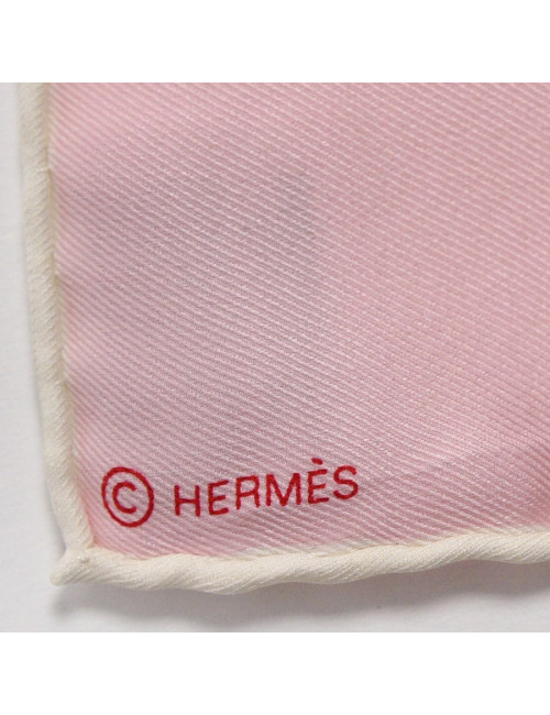 Foulard HERMES rouge et rose 100% soie