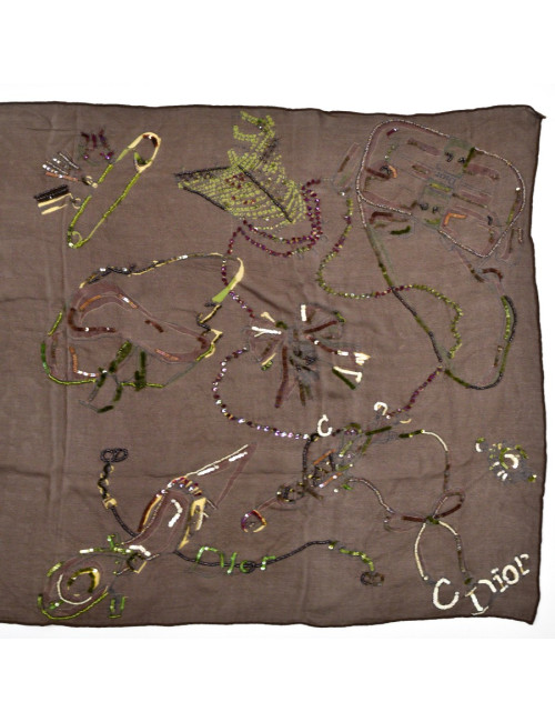 Etole DIOR soie brodée marron
