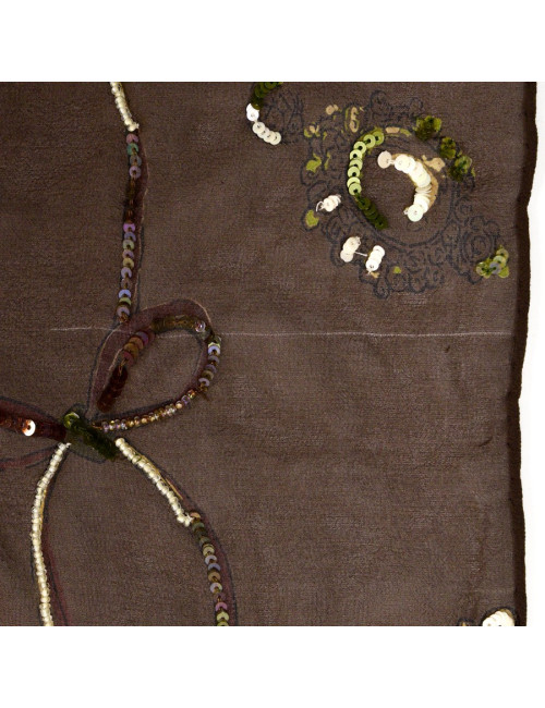 Etole DIOR soie brodée marron