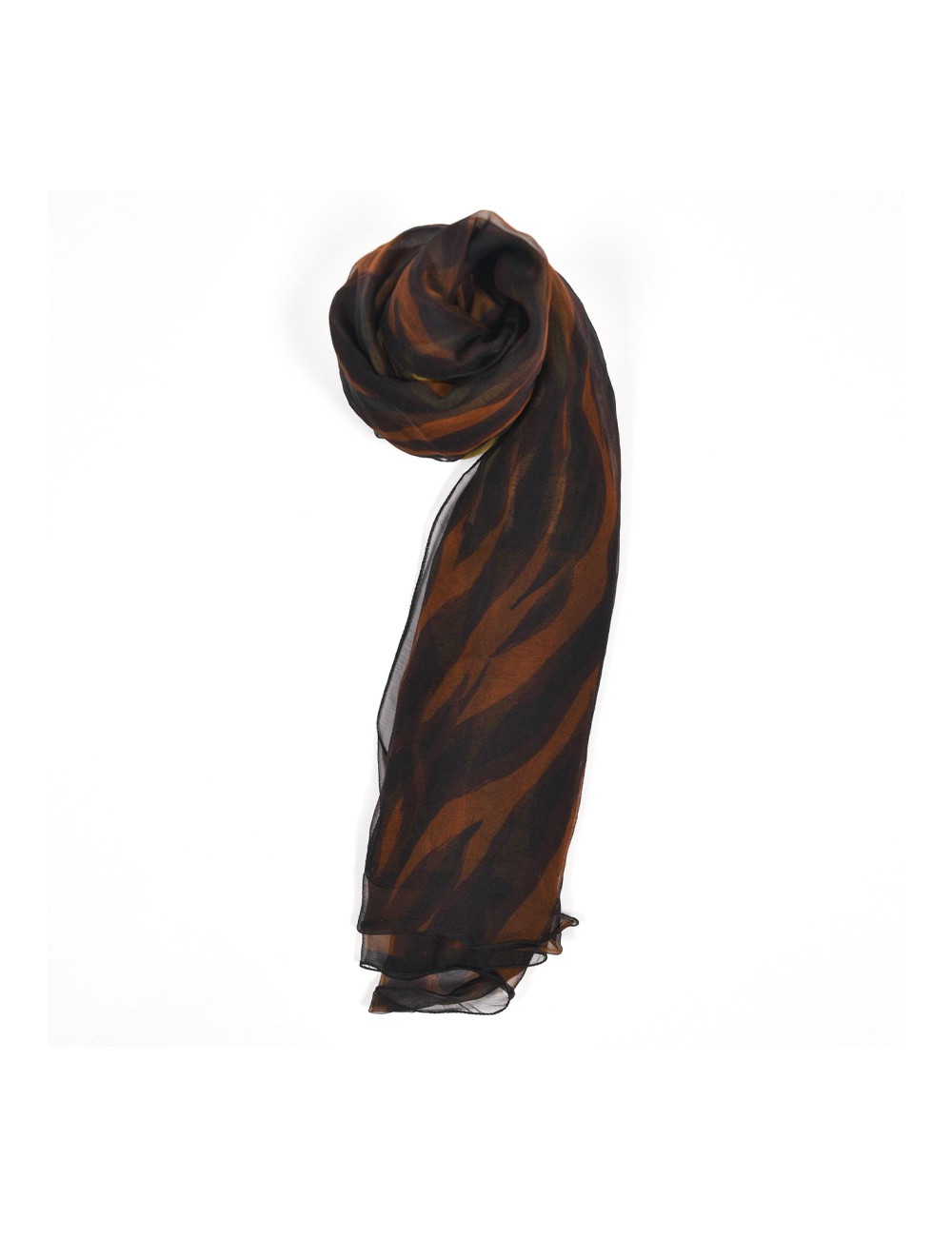 Large foulard YSL soie zebré marron