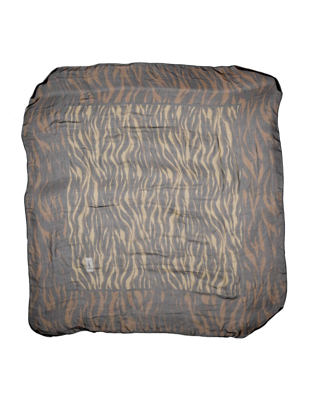 Large foulard YSL soie zebré marron